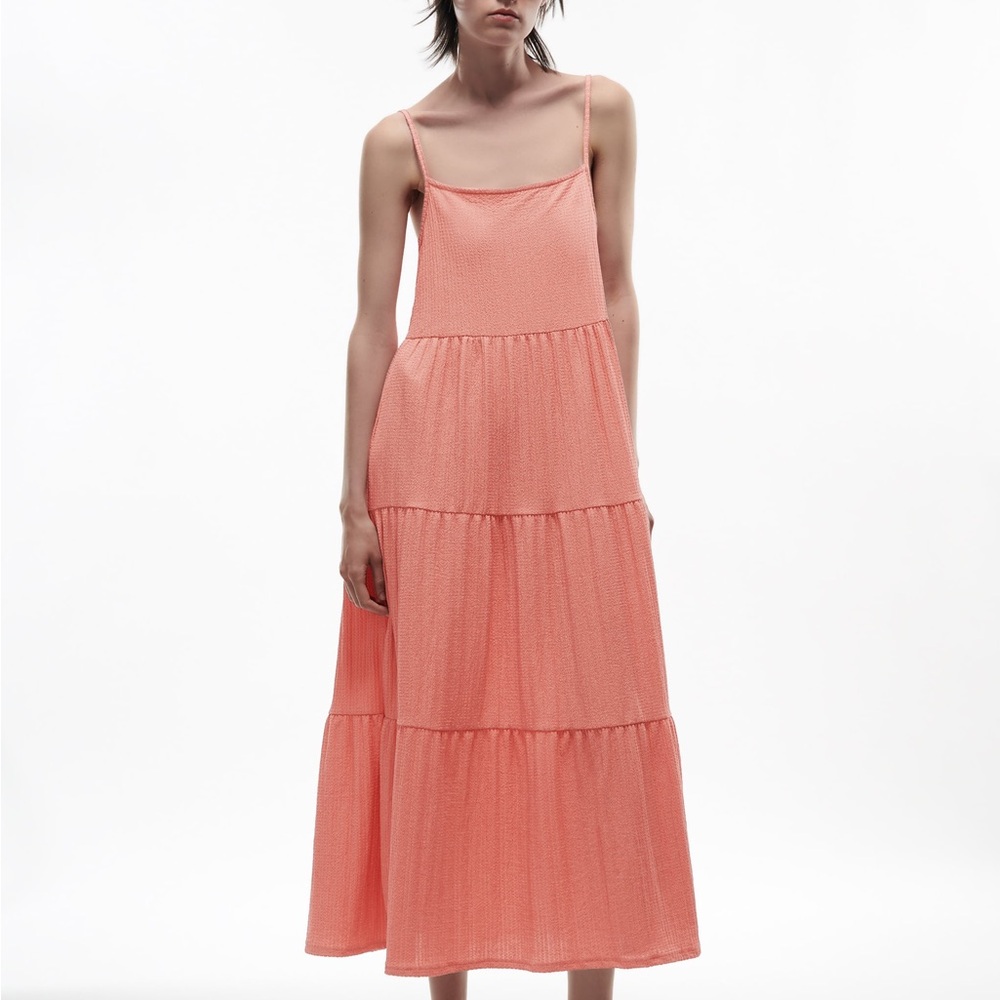 Zara Sleeveless Tiered Midi Dress L